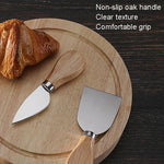 4 pz/set scatola rotonda in quercia coltello da formaggio spatola utensili da formaggio in acciaio inossidabile posate, Steel Color, Black, Gold