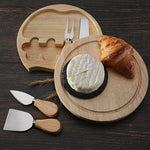 4 pz/set scatola rotonda in quercia coltello da formaggio spatola utensili da formaggio in acciaio inossidabile posate, Steel Color, Black, Gold