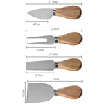 4 pz/set scatola rotonda in quercia coltello da formaggio spatola utensili da formaggio in acciaio inossidabile posate, Steel Color, Black, Gold