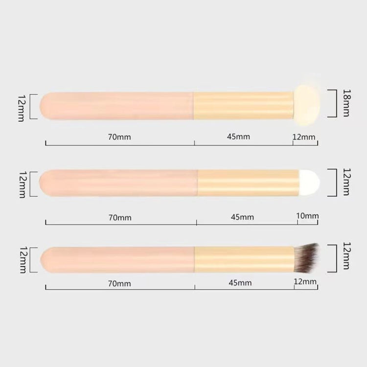 Strumento di bellezza multifunzionale per pennello correttore portatile a doppio uso bagnato e asciutto, 3pcs /Set, Mushroom Style, Diagonal Style, Round Head Style