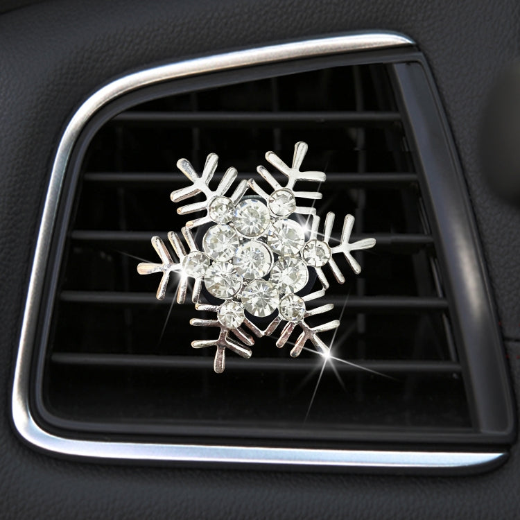 Clip decorativa per aromaterapia con fiocco di neve in metallo con strass