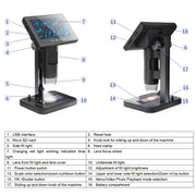 Microscopio digitale elettronico HD Lente d'ingrandimento elettronica per cellule biologiche con tasto touch da 5 pollici 8000X, MS03