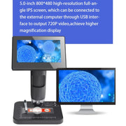 Microscopio digitale elettronico HD Lente d'ingrandimento elettronica per cellule biologiche con tasto touch da 5 pollici 8000X, MS03