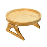 Pallet con braccioli per divano pieghevole, vassoio rotondo, 25 cm, Pine Wood, Bamboo