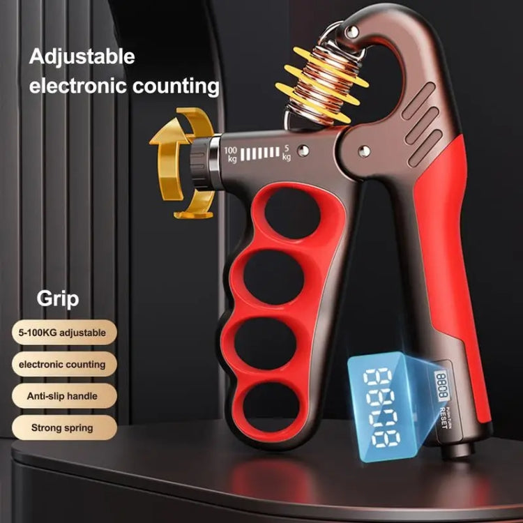Esercitatore per muscoli del braccio rinforzante per impugnatura regolabile da 5-100 kg, Electronic Counter Orange, Electronic Counter Red, Electronic Counter Gray, Mechanical Counter Orange, Mechanical Counter Red, Mechanical Counter Gray