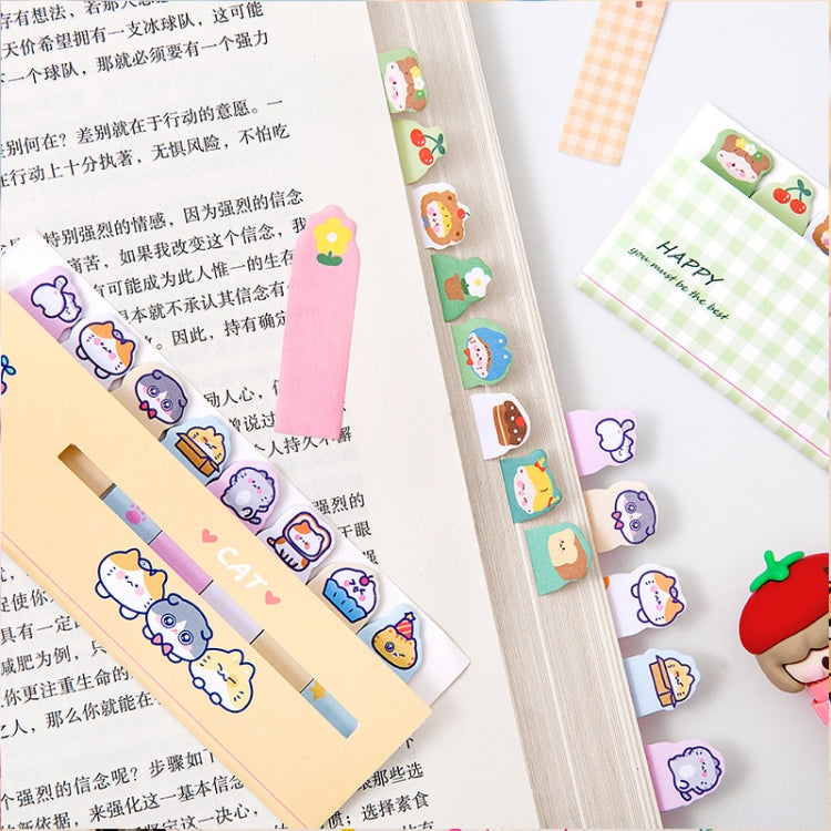 120 fogli/set Kawaii Sticky Tab Note Page Marker Bandiere di file scrivibili e riposizionabili, Dog, Fruit, Girl, Flower, Bear, Cat