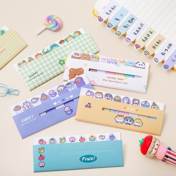 120 fogli/set Kawaii Sticky Tab Note Page Marker Bandiere di file scrivibili e riposizionabili, Dog, Fruit, Girl, Flower, Bear, Cat