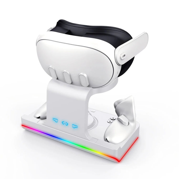 Per base di ricarica per cuffie Meta Quest 3 con supporto di ricarica con impugnatura VR Dazzle Lights, White, Black