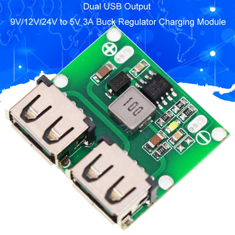 Modulo regolatore buck DC-DC con doppia uscita USB 5V 3A