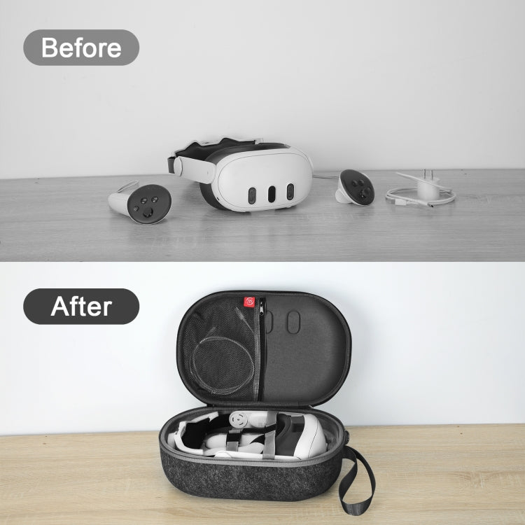 Custodia portatile per Meta Quest 3 VR, nera e grigia