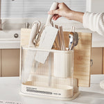 Tagliere portacoltelli da cucina in stile crema, Pot Lid Rack, Knife Rack, 2 In 1