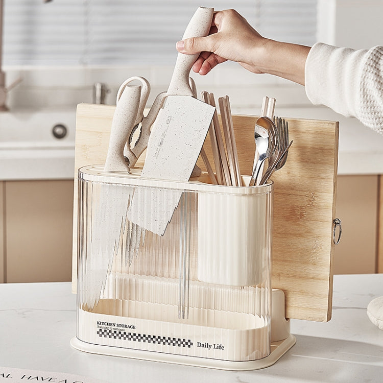 Tagliere portacoltelli da cucina in stile crema, Pot Lid Rack, Knife Rack, 2 In 1