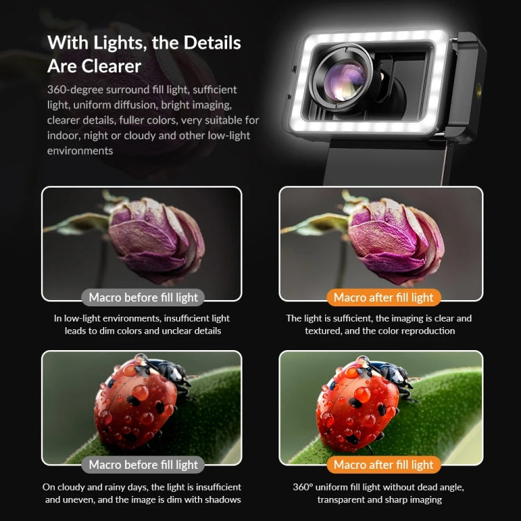 Clip multifunzionale con luce LED per smartphone compatibili