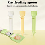 Mangiatoia per gatti Spremiagrumi per gatti Snack per animali domestici Cucchiaio per carne macinata, Orange, Green, Beige