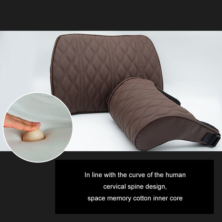 Cuscino di supporto in memory foam per seggiolino auto, Black Headrest, Coffee Headrest, Black Waist Support, Coffee Waist Support