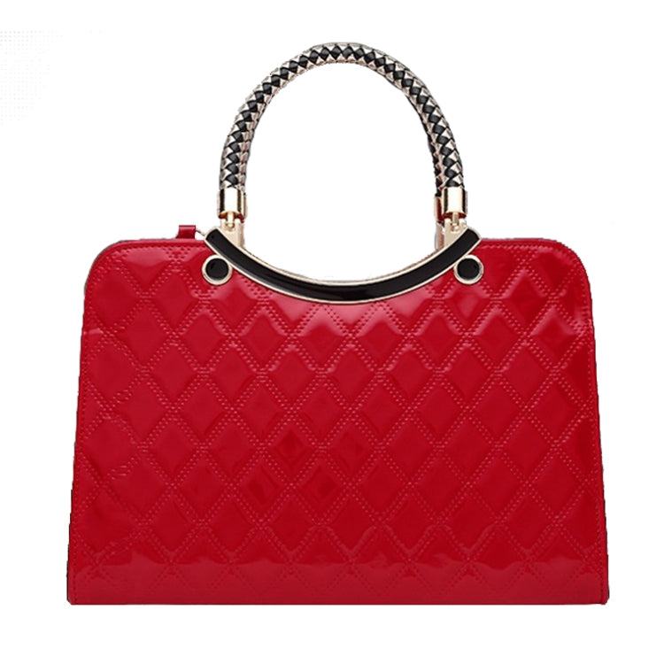 Borsa da donna con motivo a rombi in pelle PU di grande capacità con ornamenti pendenti