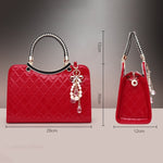 Borsa da donna con motivo a rombi in pelle PU di grande capacità con ornamenti pendenti
