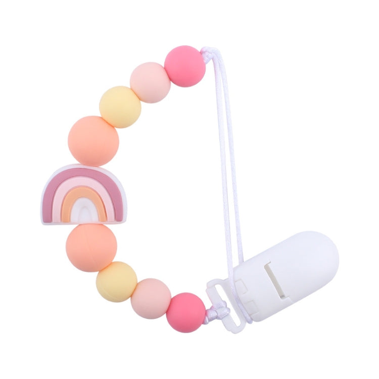Clip per ciuccio con catenella antigoccia per bambini, perline arcobaleno in silicone, porta ciuccio, Rainbow Pink, Rainbow Blue, Rainbow Purple