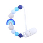 Clip per ciuccio con catenella antigoccia per bambini, perline arcobaleno in silicone, porta ciuccio, Rainbow Pink, Rainbow Blue, Rainbow Purple