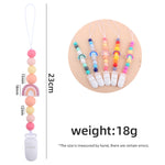 Clip per ciuccio con catenella antigoccia per bambini, perline arcobaleno in silicone, porta ciuccio, Rainbow Pink, Rainbow Blue, Rainbow Purple