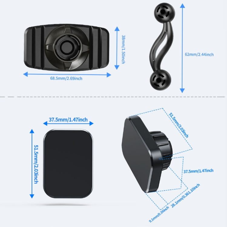 Supporto magnetico per navigazione per cellulare a doppia testa da 360 gradi