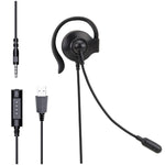 SOYTO SY227 Cuffia con gancio per l'orecchio dell'operatore monolaterale Cuffia per computer con cavo, 3.5mm, Separation USB Wire Control
