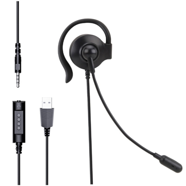 SOYTO SY227 Cuffia con gancio per l'orecchio dell'operatore monolaterale Cuffia per computer con cavo, 3.5mm, Separation USB Wire Control
