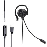 SOYTO SY227 Cuffia con gancio per l'orecchio dell'operatore monolaterale Cuffia per computer con cavo, 3.5mm, Separation USB Wire Control