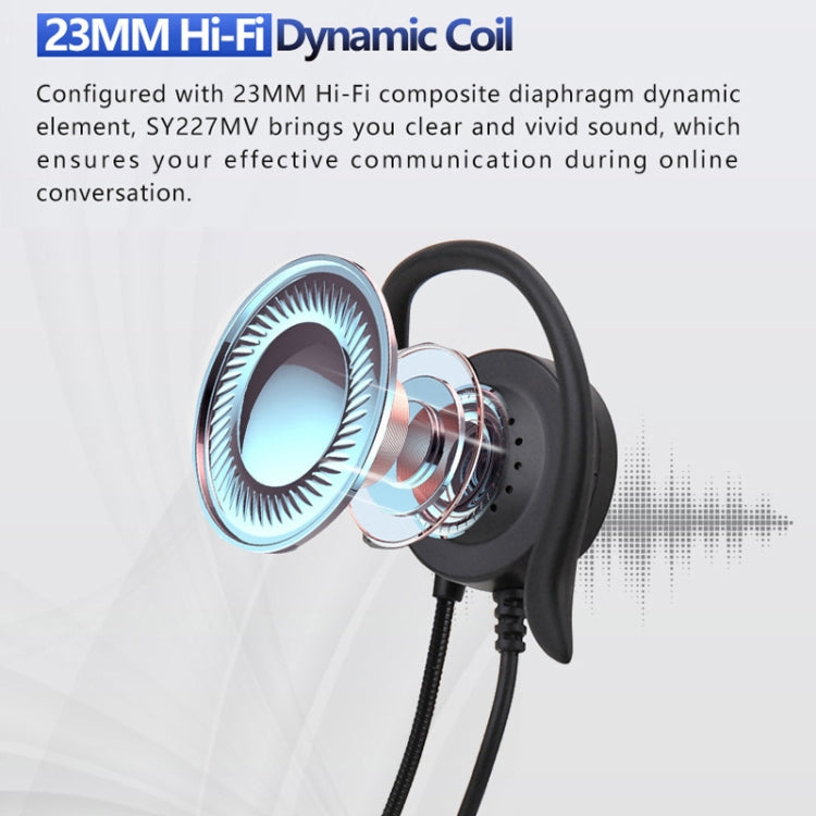 SOYTO SY227 Cuffia con gancio per l'orecchio dell'operatore monolaterale Cuffia per computer con cavo, 3.5mm, Separation USB Wire Control