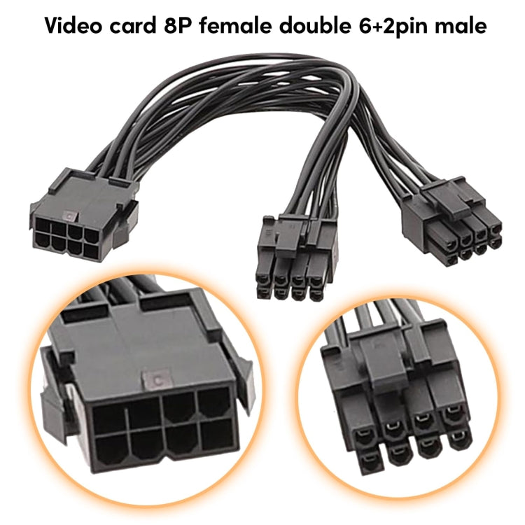Cavo di alimentazione della scheda grafica maschio da 8P femmina a doppio 6+2Pin Cavo adattatore di alimentazione da 8P a doppio 8P da 1 a 2, 8P Female To Dual 6+2Pin Male