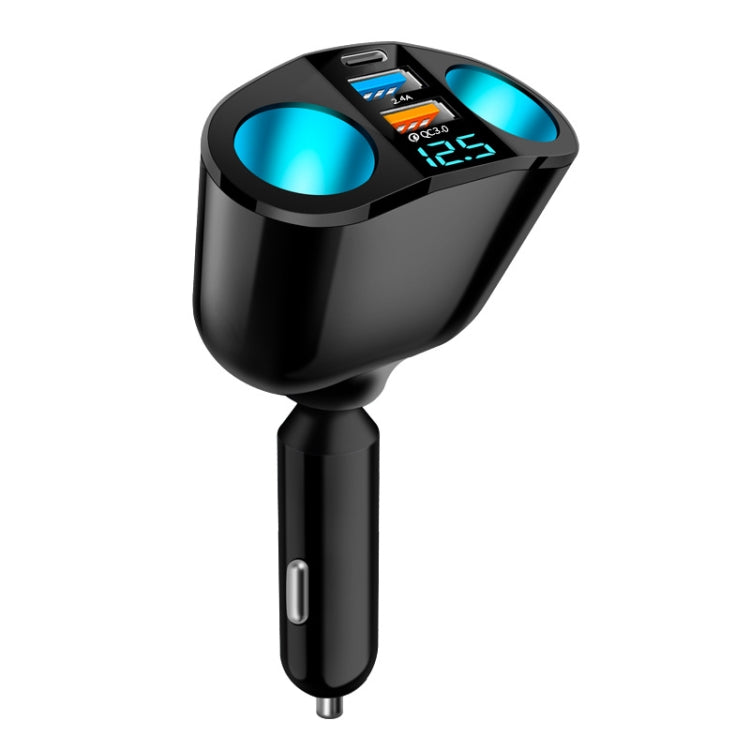 Caricatore per auto con espansione per accendisigari con display digitale in tempo reale doppio USB Type-C, 3.1A Double A+C, QC3.0+2.4A Dual A+C, 66W Dual A+C, PD+QC3.0+2.4A Dual A+C