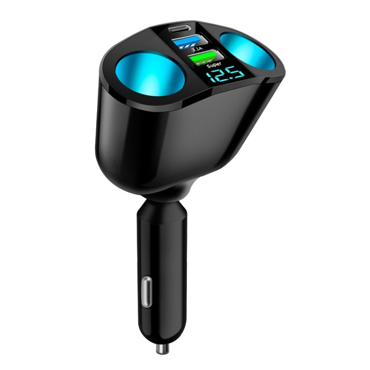 Caricatore per auto con espansione per accendisigari con display digitale in tempo reale doppio USB Type-C, 3.1A Double A+C, QC3.0+2.4A Dual A+C, 66W Dual A+C, PD+QC3.0+2.4A Dual A+C