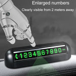 Targa di parcheggio temporaneo per automobili. Spostare le carte del numero di telefono dell'auto