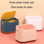 Cestino per rifiuti da tavolo di tipo push con coperchio, piccola lettiera per animali domestici con isolamento dagli odori, 17.8 x 13 x 13.5cm