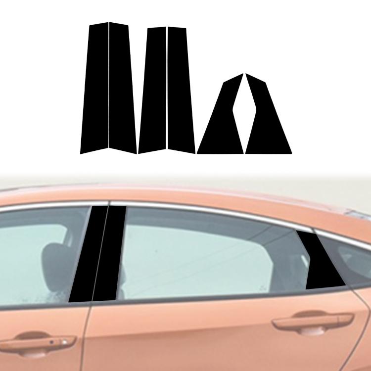 Per Honda Civic 2016-2019 6 pezzi/set adesivo decorativo universale per montante B per guida a sinistra e a destra