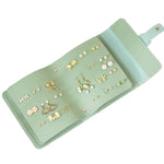 Borsa per gioielli a forma di libro Borsa per orecchini multifunzionale portatile da viaggio di grande capacità, Blue, Green, Pink