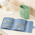 Borsa per gioielli a forma di libro Borsa per orecchini multifunzionale portatile da viaggio di grande capacità, Blue, Green, Pink