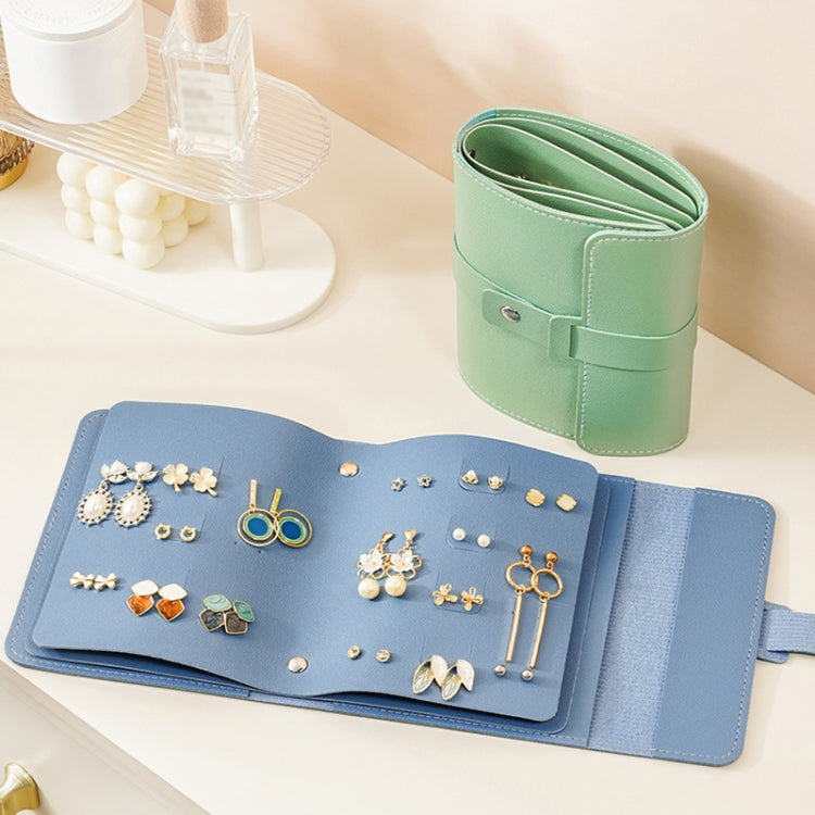 Borsa per gioielli a forma di libro Borsa per orecchini multifunzionale portatile da viaggio di grande capacità, Blue, Green, Pink