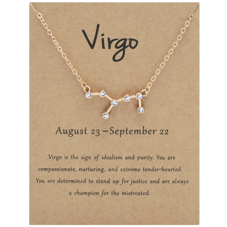 12 segni zodiacali con collana di diamanti, strass e ciondolo a catena con clavicola, Scorpio Golden, Sagittarius Golden, Capricorn Golden, Taurus Golden, Pisces Golden, Leo Golden, Libra Golden, Cancer Golden, Aquarius Golden, Virgo Golden, Aries Gold...