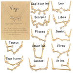 12 segni zodiacali con collana di diamanti, strass e ciondolo a catena con clavicola, Scorpio Golden, Sagittarius Golden, Capricorn Golden, Taurus Golden, Pisces Golden, Leo Golden, Libra Golden, Cancer Golden, Aquarius Golden, Virgo Golden, Aries Gold...