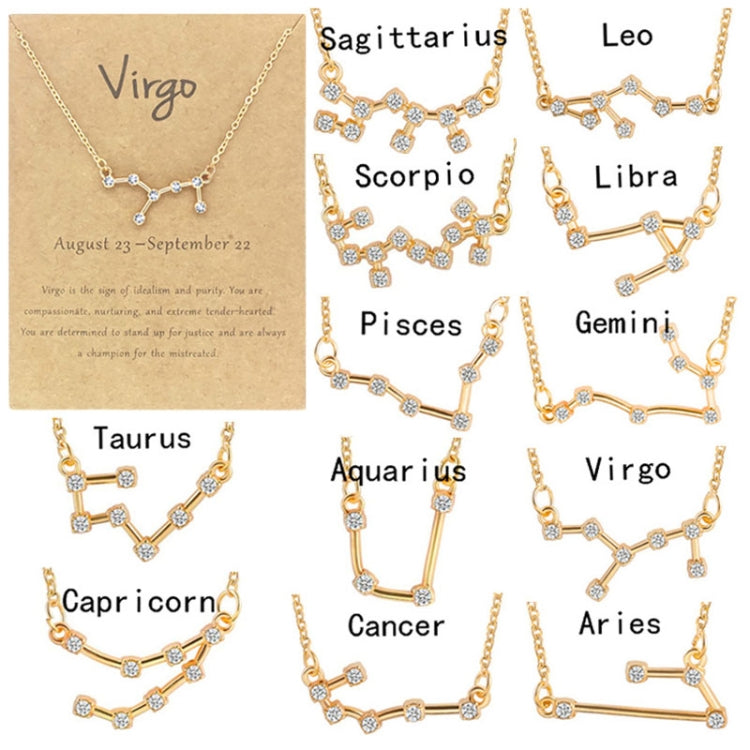 12 segni zodiacali con collana di diamanti, strass e ciondolo a catena con clavicola, Scorpio Golden, Sagittarius Golden, Capricorn Golden, Taurus Golden, Pisces Golden, Leo Golden, Libra Golden, Cancer Golden, Aquarius Golden, Virgo Golden, Aries Gold...