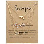 Collana 3 in 1 con 12 segni zodiacali, set di simboli dell'alfabeto retrò con set di gioielli con diamanti, Scorpion Golden, Sagittarius Golden, Capricorn Golden, Taurus Golden, Pisces Golden, Leo Golden, Libra Golden, Cancer Golden, Aquarius Golden   ...