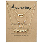 Collana 3 in 1 con 12 segni zodiacali, set di simboli dell'alfabeto retrò con set di gioielli con diamanti, Scorpion Golden, Sagittarius Golden, Capricorn Golden, Taurus Golden, Pisces Golden, Leo Golden, Libra Golden, Cancer Golden, Aquarius Golden   ...