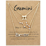 Collana 3 in 1 con 12 segni zodiacali, set di simboli dell'alfabeto retrò con set di gioielli con diamanti, Scorpion Golden, Sagittarius Golden, Capricorn Golden, Taurus Golden, Pisces Golden, Leo Golden, Libra Golden, Cancer Golden, Aquarius Golden   ...