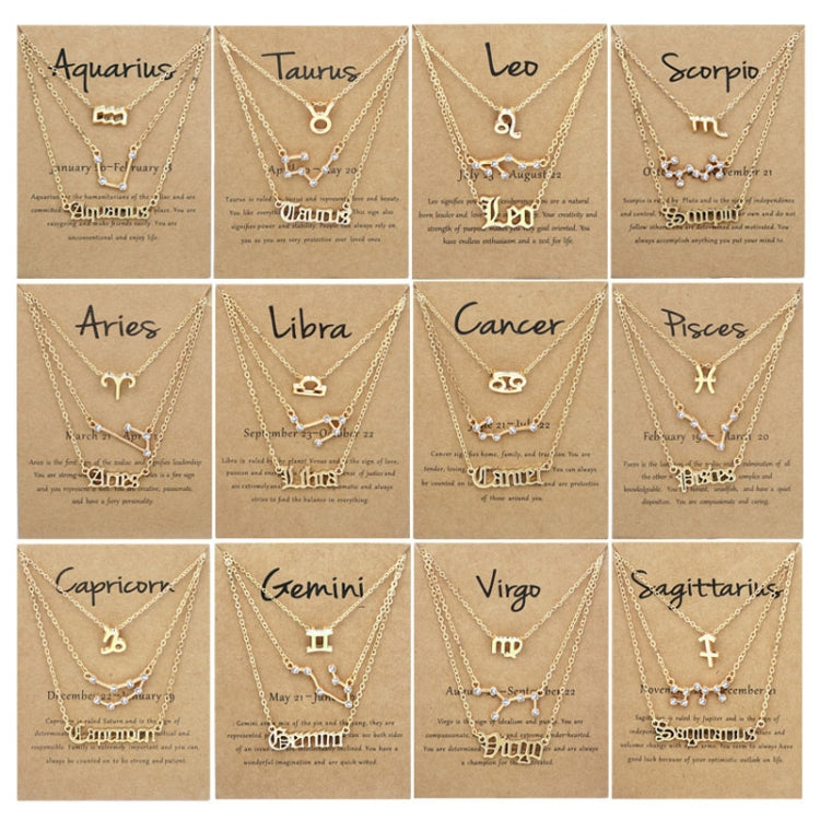 Collana 3 in 1 con 12 segni zodiacali, set di simboli dell'alfabeto retrò con set di gioielli con diamanti, Scorpion Golden, Sagittarius Golden, Capricorn Golden, Taurus Golden, Pisces Golden, Leo Golden, Libra Golden, Cancer Golden, Aquarius Golden   ...