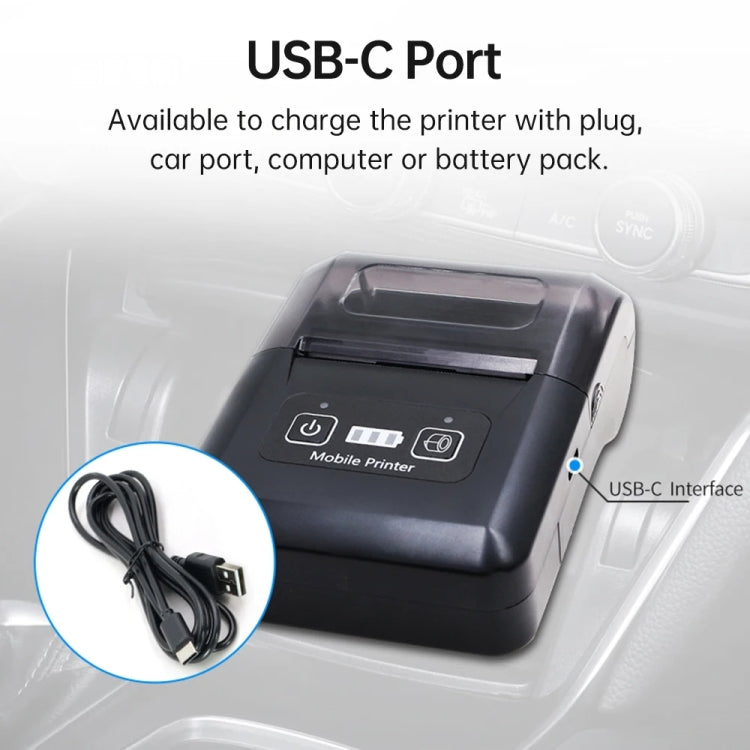 Stampante termica Bluetooth portatile 58 mm con ricarica USB