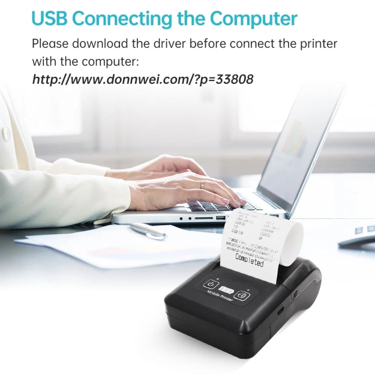 Stampante termica Bluetooth portatile 58 mm con ricarica USB