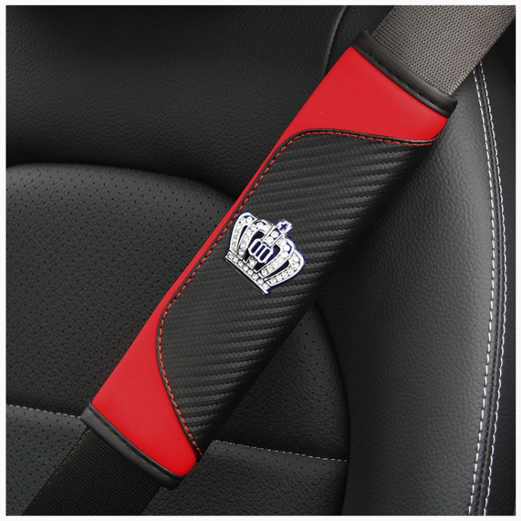 Copri cintura di sicurezza per auto Protezione per spalla del sedile automatico in pelle in fibra di carbonio, Black, Red, Wine Red, Crown Black, Crown Red, Crown Wine Red