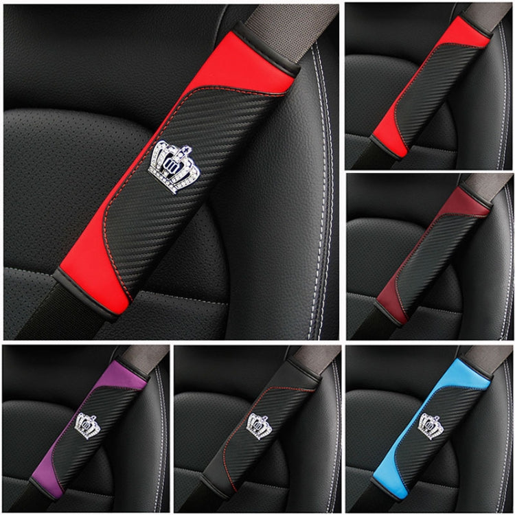 Copri cintura di sicurezza per auto Protezione per spalla del sedile automatico in pelle in fibra di carbonio, Black, Red, Wine Red, Crown Black, Crown Red, Crown Wine Red