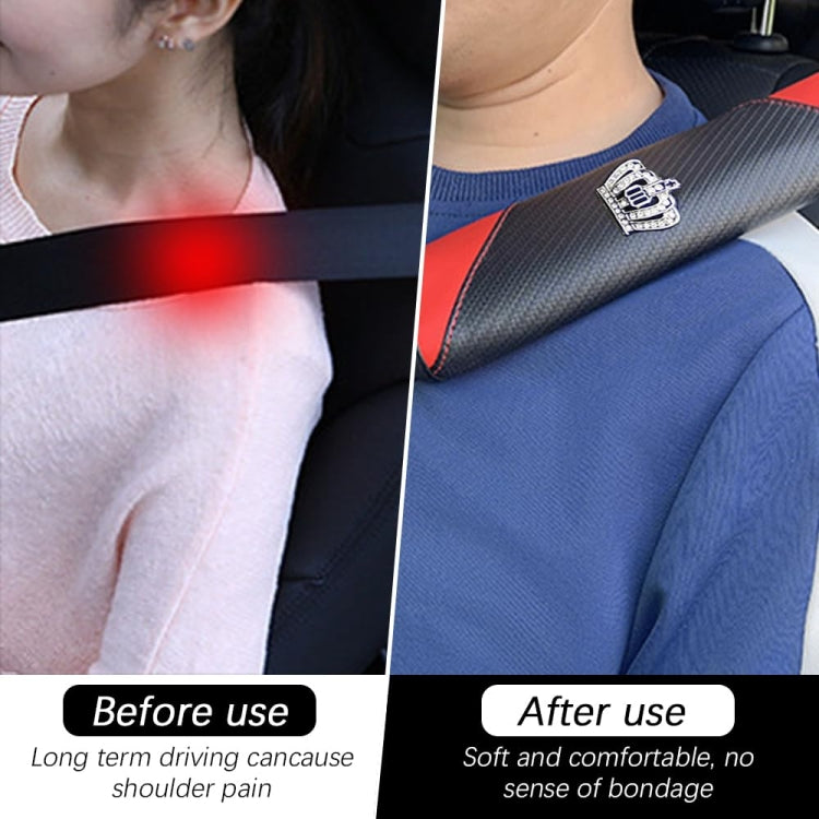 Copri cintura di sicurezza per auto Protezione per spalla del sedile automatico in pelle in fibra di carbonio, Black, Red, Wine Red, Crown Black, Crown Red, Crown Wine Red